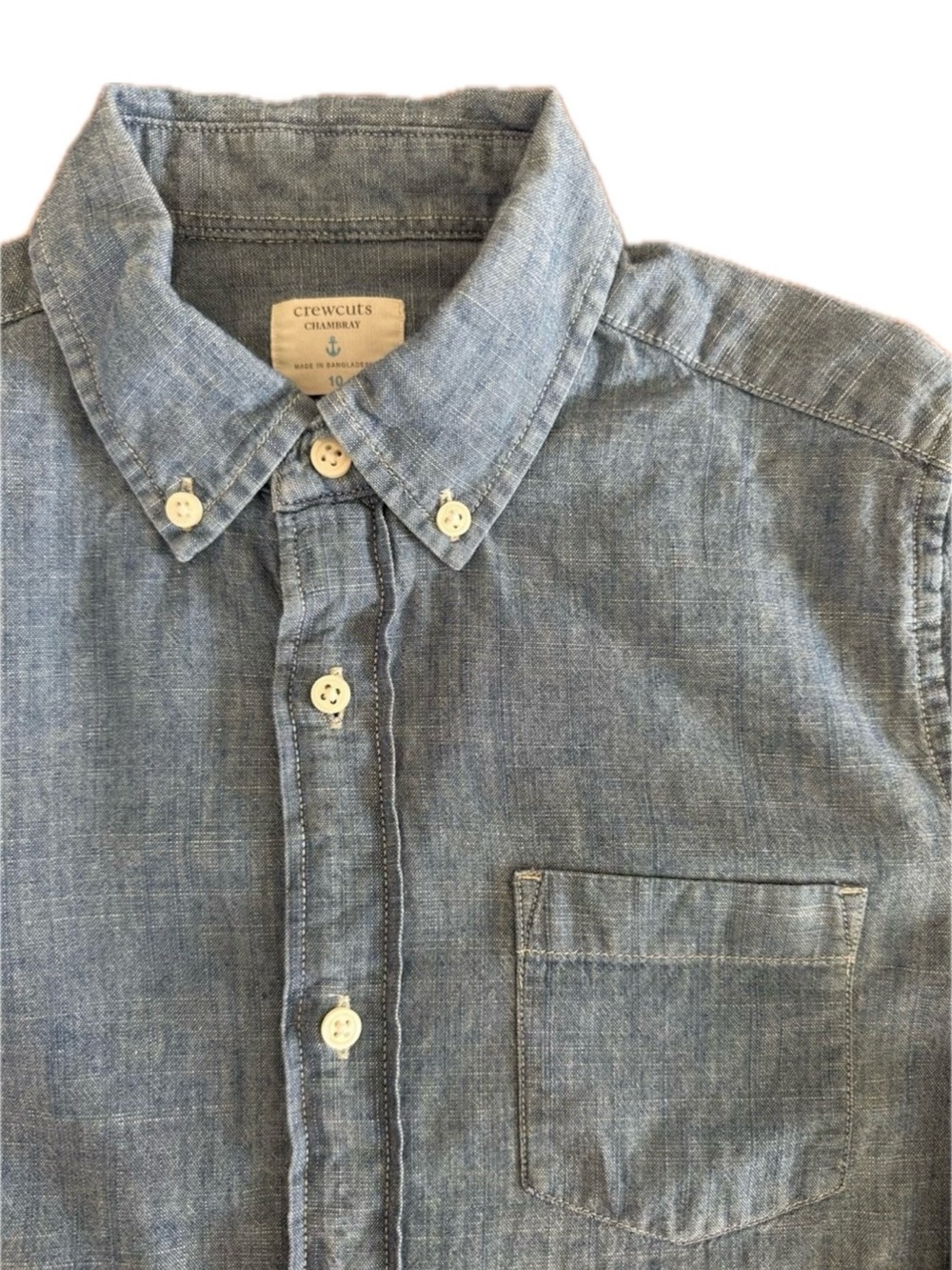 Crewcuts Boys' Long-Sleeve Chambray Shirt in Classic Indigo - Size 10